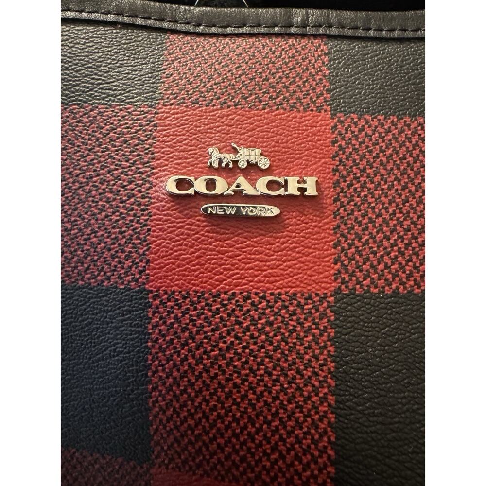 Coach City Tote Red Black Buffalo Plaid Holiday Tote Bag - Picture 13 of 13